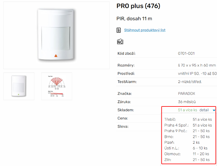 Detail množství skladem